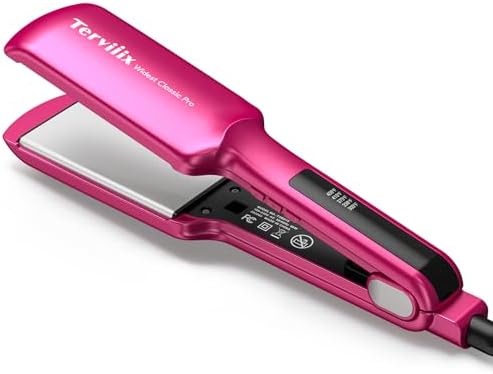 Terviiix Flat Iron Hair Straightener, 2 Inch Widest Ceramic Flat Iron for Hair, Professional Straightening Irons with Adjustable Temp, Fast Styling for Silky Smooth Hair, Dual Voltage, Auto Off, Pink