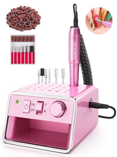 Professional Electric Nail Drill Portable Nail File for Acrylic Gel Nails, 20000RPM Professional Nail Drill Machine for Nail Polish Remover with the Function of Storing Manicure Accessories, Purple