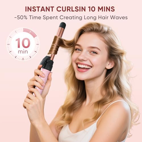 Rotating Curling Iron Set, Automatic Curling Wand for Long Hair, Easy to Use Hair Curler Get Effortless Beach Waves, 3 Sizes Ceramic Barrel 0.75" 1" 1.25" to 430°F with Home Button, Dual Voltage