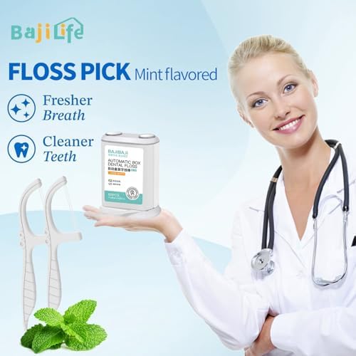 Twin-Line Dental Floss Dispenser,100 Count Twin-Line Floss Pick Dispenser with 1 Boxes of 200 Count Twin-Line Dental Flossers Picks - Perfect for Home and Travel, Total 300 Twin-Line Flossers