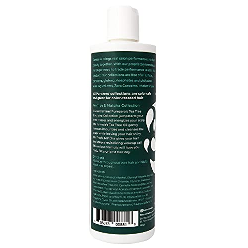 Purezero Tea Tree & Matcha Shampoo and Conditioner Set - Nourishing & Invigorating Scalp Treatment - Zero Sulfates, Parabens, Dyes Vegan and Cruely Free (12 Fl Oz (Pack of 2))