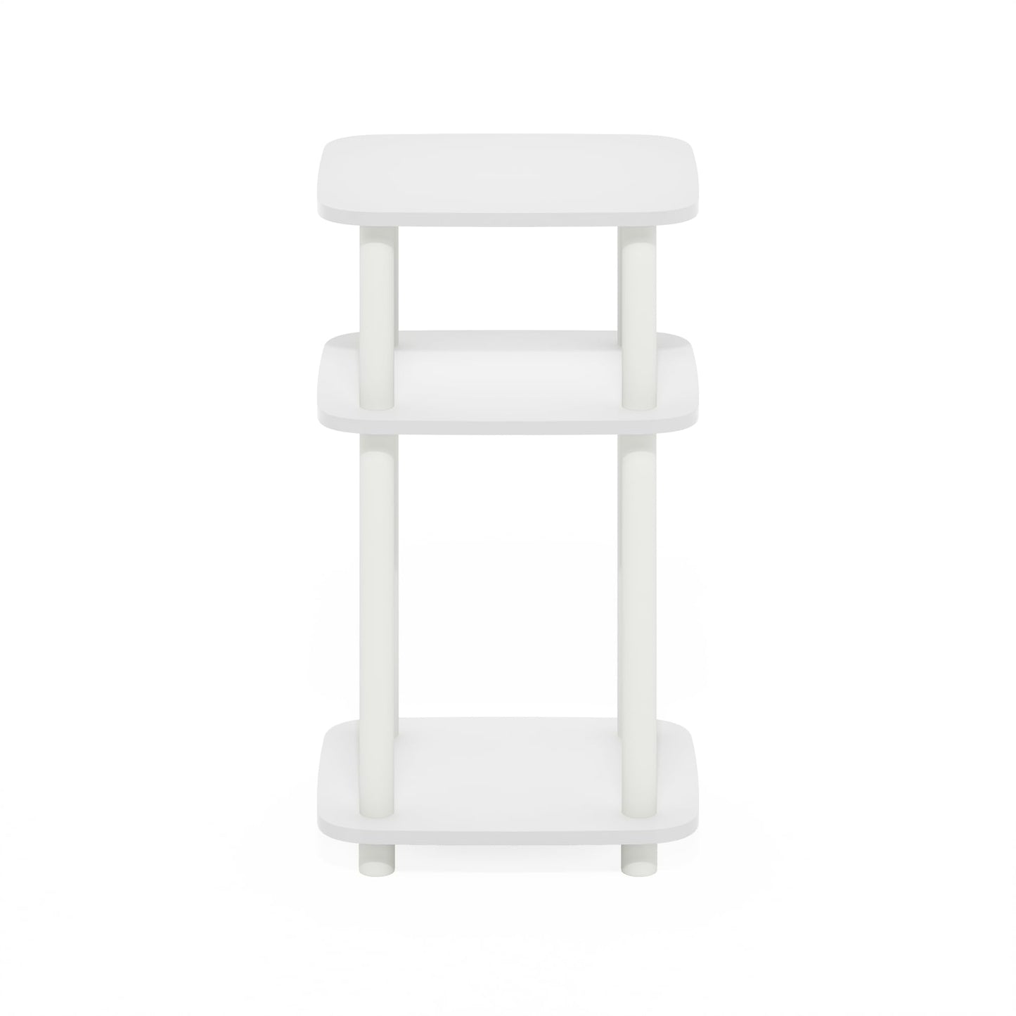 Furinno Just 3-Tier Turn-N-Tube Curve End Table, Side Table, 1-Pack, White/White