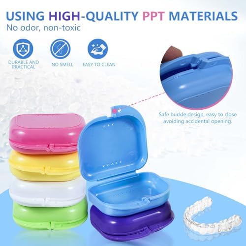 WSSROGY 18 Pack Retainer Case Container Holder Colorful Orthodontic Mouth Guard Holder Case Aligner with Vent Holes for Daily Use