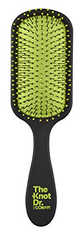 Conair The Knot Doctor for Premium Pro Detangling Brush for Wet or Dry Hair with Green Storage Case, Black