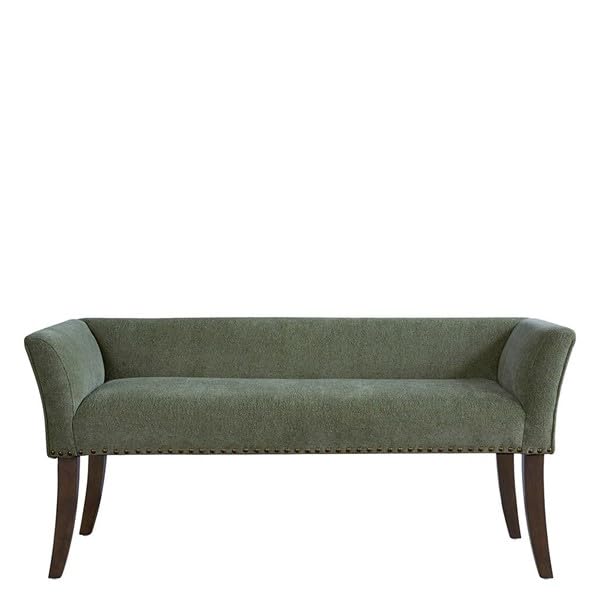 Madison Park Accent Bench, Plush Upholstered, Nailhead Trim, & Padded Seat Entryway Bench Small, End of Bed Bench with Back, 49.5" W x 19.25" D x 23" H, Green
