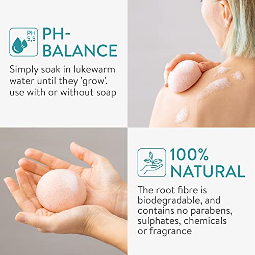 Navaris Konjac Sponges - Set of 8 - Facial & Body Natural Konjac Sponge Puffs - Exfoliating & Cleansing Face & Skin Sponges for Bath & Shower - 8-Pack