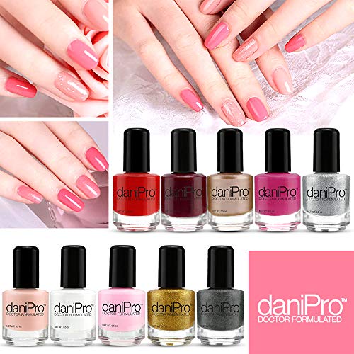 daniPro Doctor Formulated Hot Pink Nail Polish - Fingernail Polish & Toenail Polish, 0.5 oz with Undecylenic Acid, Biotin & Vitamins - Vegan Formula for Healthy Nails - Manufactured in the USA