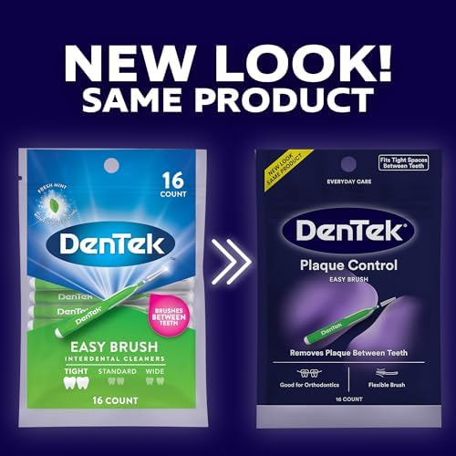 DenTek Easy Brush Plaque Control Interdental Cleaners, Tight, 16 Count, 6 Pack