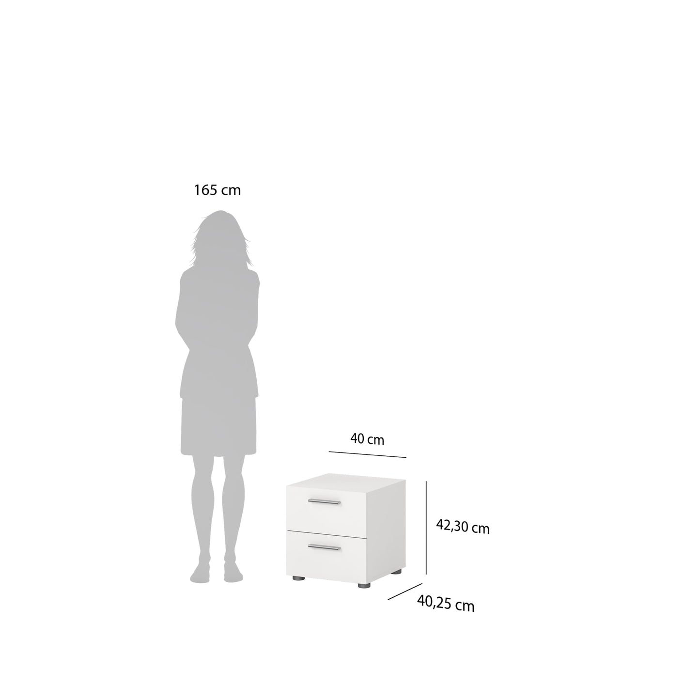 Tvilum 2 Drawer, Small, White Nightstand