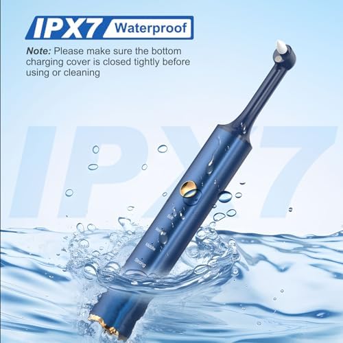 Tooth Polisher, Tooth Whitening Kit for Teeth Cleaning and Whitening, Rechargeable Teeth Polisher for People/Pets,Teeth Cleaning Kit with 5 Brush Heads,4 Speed Modes and LED Light, Waterproof(Blue)