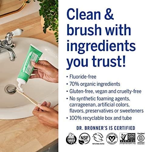 Dr. Bronner’s - All-One Toothpaste (Spearmint, 5 Ounce, 3-Pack)