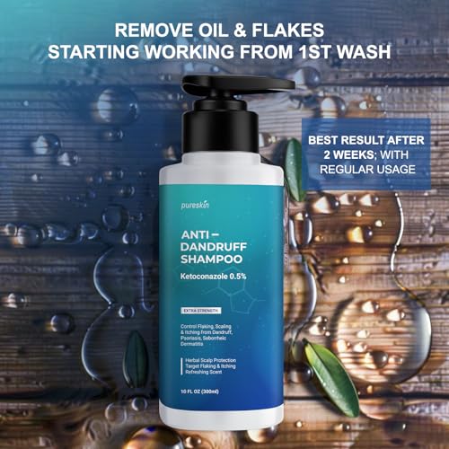 Psoriasis & Seborrheic Dermatitis Shampoo: Balanced Antifungal Protection Herbal & Tea Tree Oil - Potent Recurrence Control for Stubborn Scalp Flaking Itchy 10 Oz
