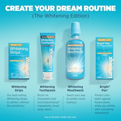 Lumineux Whitening Starter Set – Peroxide Free - Enamel Safe for Whiter Teeth – Includes 7 Whitening Treatments & 2 Pack Whitening Toothpaste, Fluoride Free & Dentist Formulated