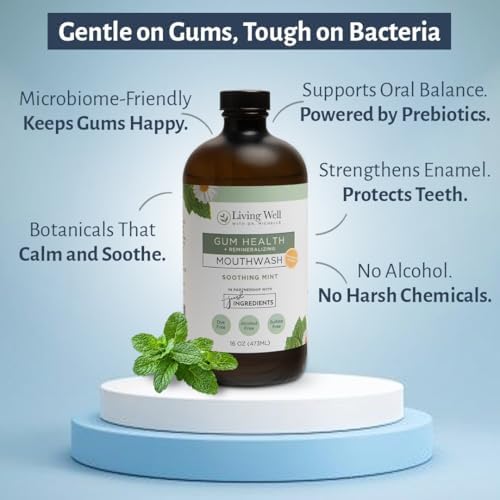 Remineralizing + Gum Health Mouthwash – Soothing Mint | Hydroxyapatite, Colloidal Silver | Alcohol-Free, Fluoride-Free, Fresh Breath Support