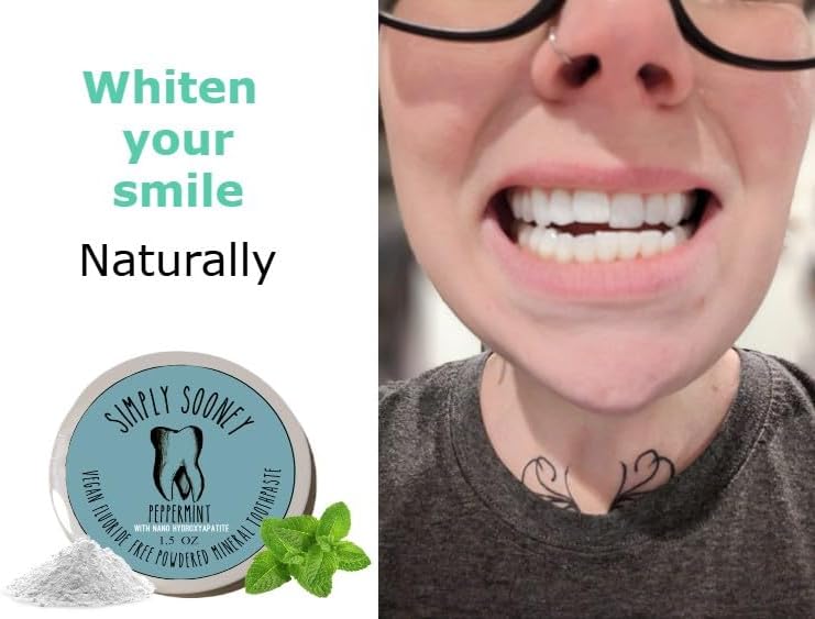Remineralizing Vegan Mineral Tooth Powder I Peppermint Nano-hydroxyapatite Formula I Natural Whitening I Stronger Teeth 1.5oz (1.5 oz jar)