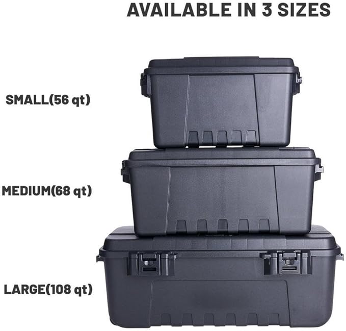 Plano Sportsman's Trunk, Medium 3 Pack, Black, Lockable Storage Box, Medium Storage Bins for Indoor and Outdoor Spaces, Easy to Carry, Secure and Transport, Airline Friendly