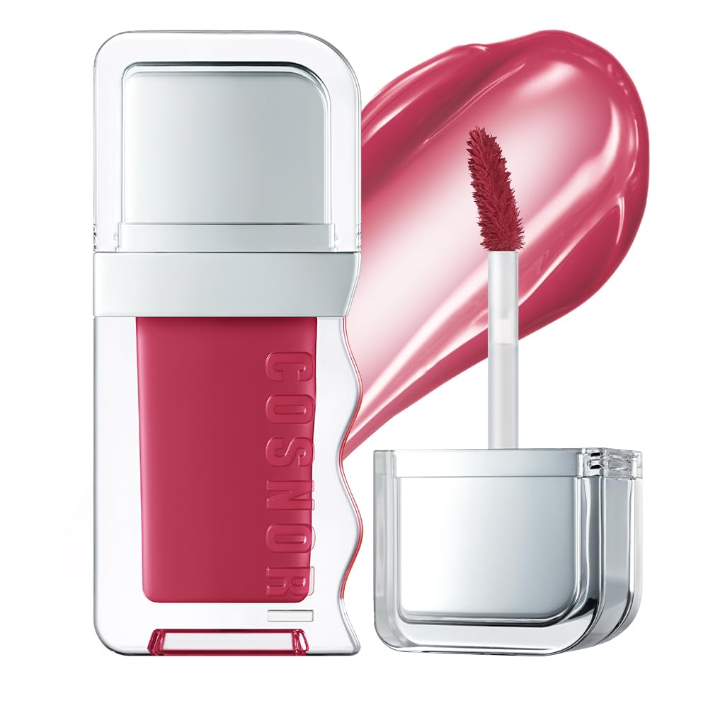 COSNORI Flow Wave Lip Tint - Vegan Glassy Lip Gloss, Lightweight & Long-lasting, Plant-derived Oil Moisturizer, K-Beauty (09 POPPLE)