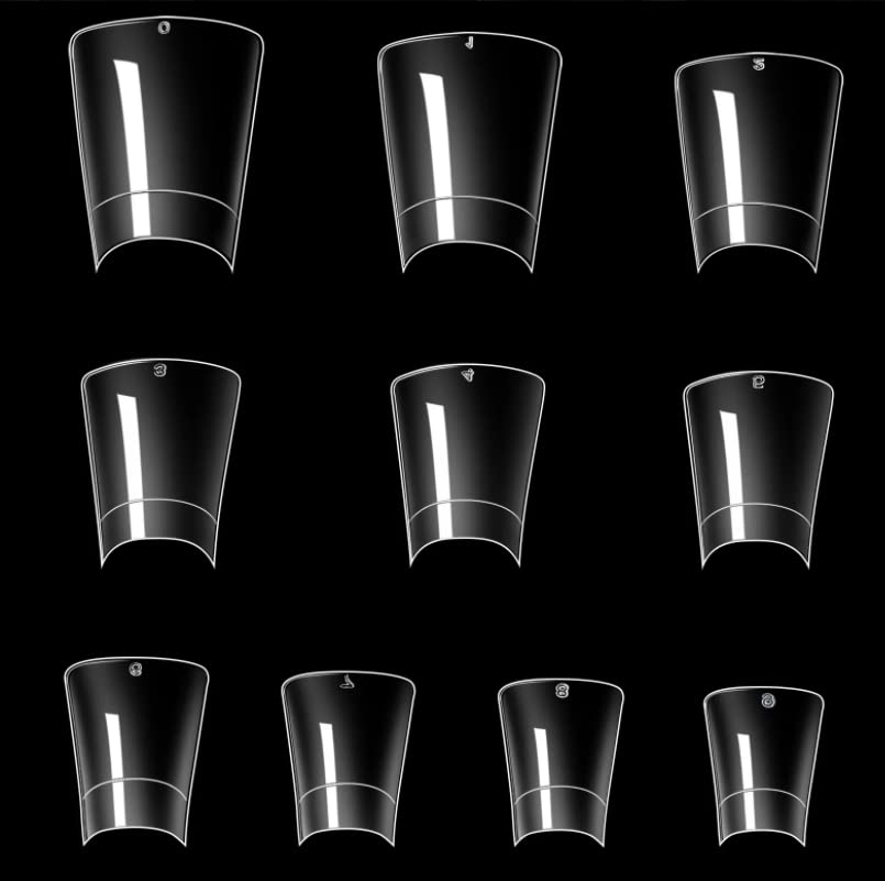 Duck Nail Tips 500PCS，SITELENABY Clear Duck Feet Flare Tips for Acrylic Nails,Wide French Half Cover Nail Tips for Nail Salons and DIY French ABS Nail Art Tips 10 Size (500pcs Duck nail tips)