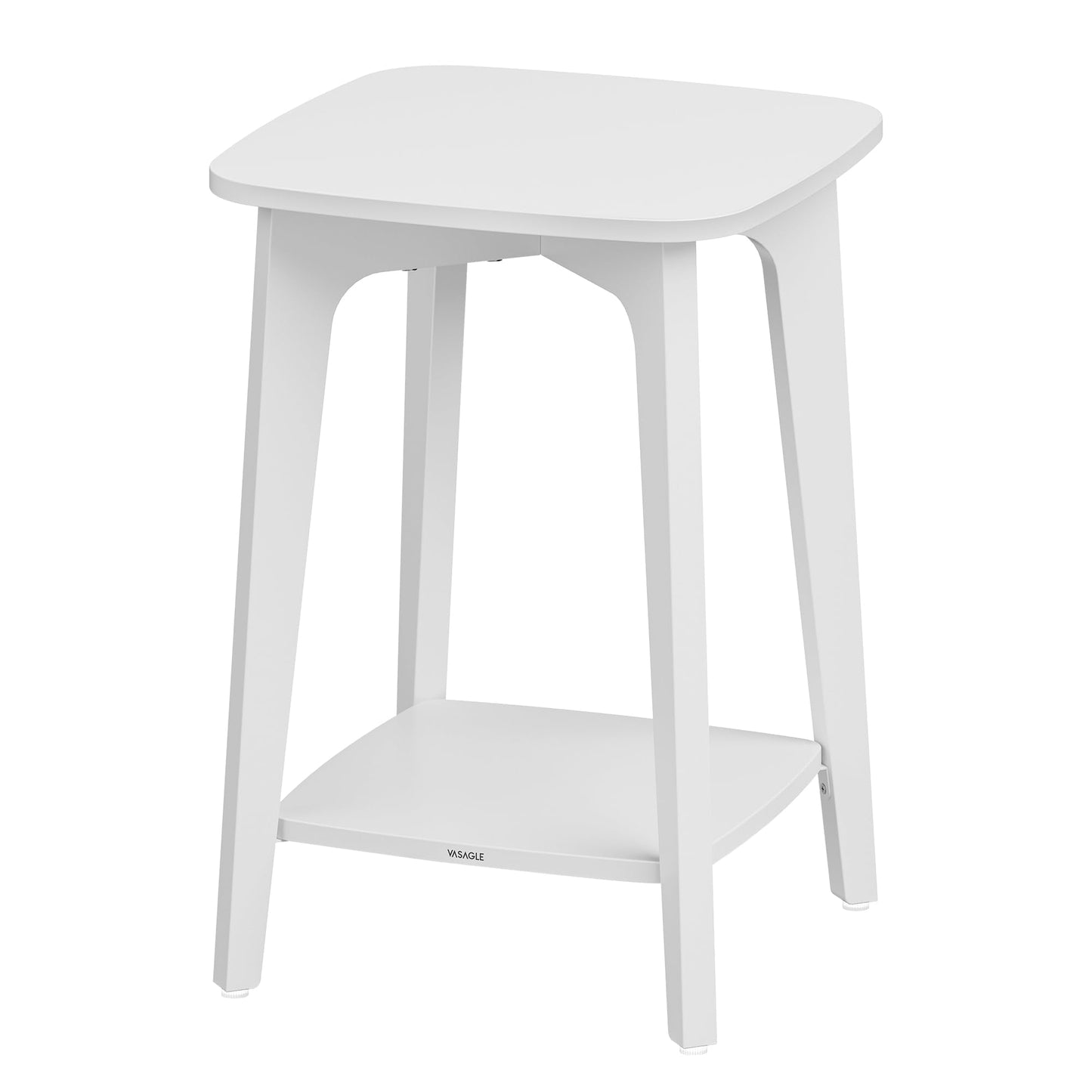 VASAGLE Side Table, Small Square End Table with Lower Shelf, Nightstand for Small Spaces, Living Room, Bedroom, Cloud White ULET236W01