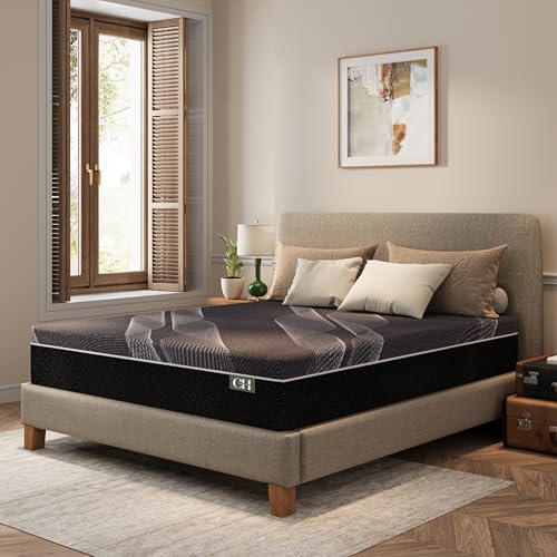 CH CHARME HOUSE 12 Inch Queen Mattress, Bamboo-Charcoal Memory Foam Mattress, Cooling & Pressure Relief, Bed in a Box, Foam Made in USA & CertiPUR-US Certified, 60'x80'x12', Black