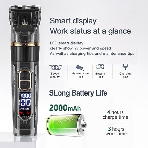Professional Hair Clippers for Men,Barber Clippers for Hair Cutting,IPX7 Waterproof Hair Trimmers Cordless for Men Beard Trimmer,Wireless LCD Display Haircut Grooming Kit