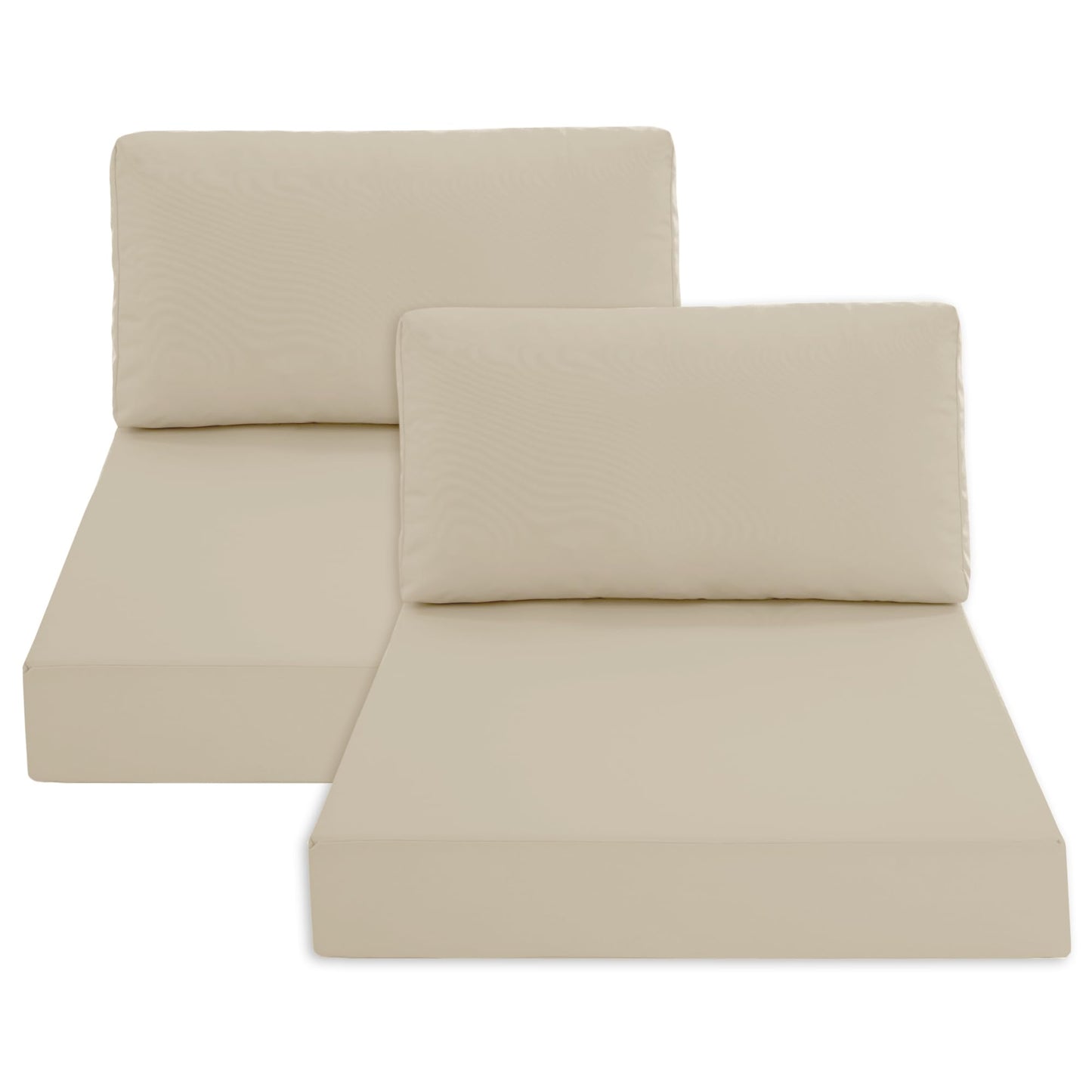 Summsun Patio Furniture Cushions Replacement Set of 2, Outdoor Deep Seat Couch Cushion and Backrest Pillow with Waterproof Removable Cover for Sectional Sofa Set, 25.6 x 25.6 Inch, Cream