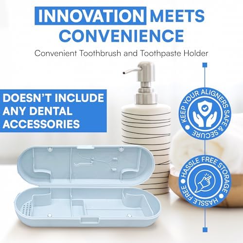 OrthoKey OrthoPod Dental Travel Case - Secure Storage for Aligners, Retainers, and Invisalign - Convenient Toothbrush and Toothpaste Holder - Clear Removable Grabber - Sterile Storage