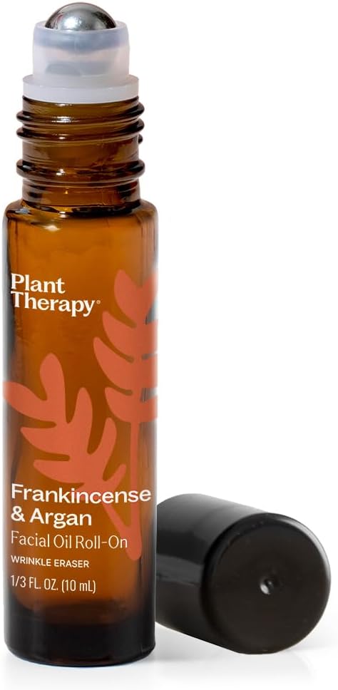Plant Therapy Frankincense & Argan Facial Serum Roll-On 10 mL (1/3 oz) with Frankincense Essential Oil & Argan Oil to Smoothes Wrinkles & Improves Skin Elasticity, Face, Skin, & Nails