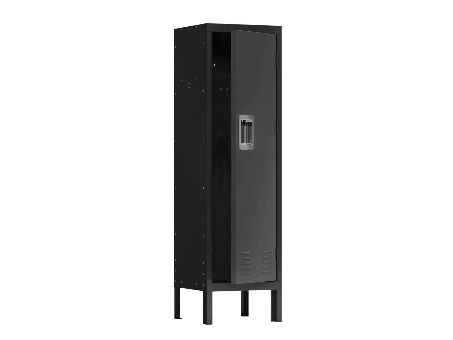 VeroFree Tall Single Door Metal Storage Locker Cabinet Industrial for Living Room, Bedroom, Gym, School Durable Spacious Black Organizer (1 Door)