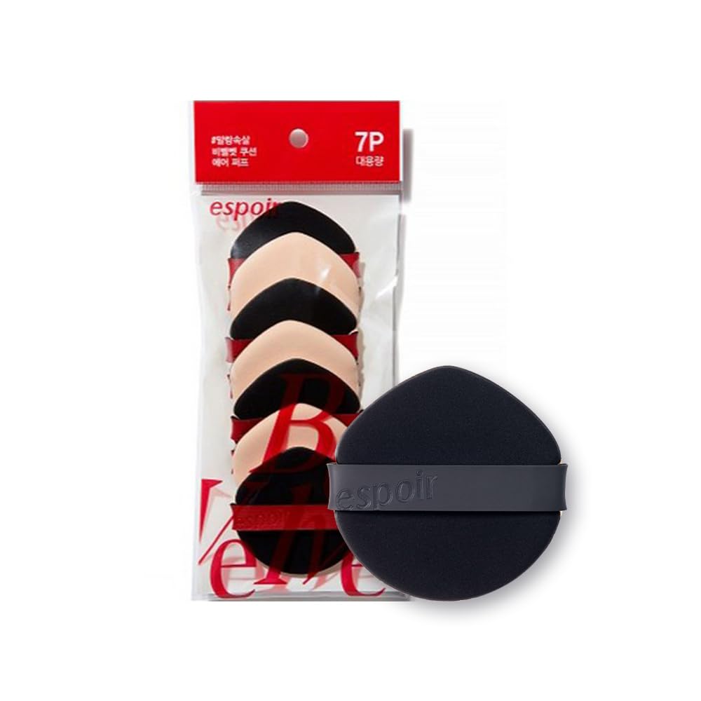 Espoir Be Velvet Air Puff 7ea | Flawless Face Makeup Fast and Easily | Makeup Sponge Applicator Air Cushion Powder Puff for Liquid Foundation, Cream, Powder, Concealer | Korean Base Makeup Tools