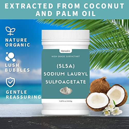 1 Pound SLSA Powder for Making Bath Bombs, Premium SLSA Sodium Lauryl Sulfoacetate Powder, Amazing Bubbles, Gentle on Skin, Suitable for Making Bath Bombs, Bath Truffles and More