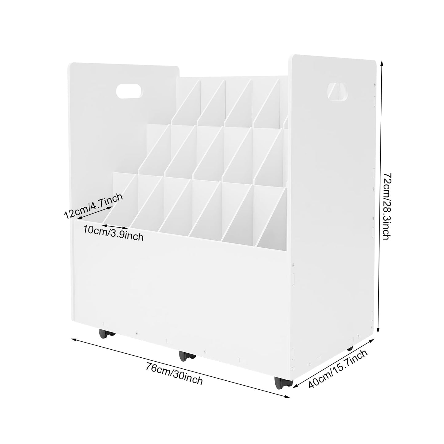 KJNHhugH Blue Print Storage Organizer, 21 Slots Mobile Roll File Cart Blueprint Cabinet with Wheels File Storage Rack Roll Document Holder for Office and Home (White)