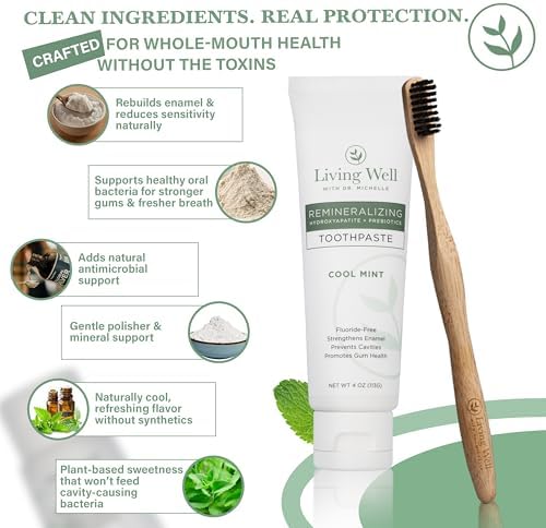 Remineralizing Toothpaste – Fluoride-Free, Hydroxyapatite + PROtektin™ – Supports Enamel, Oral Microbiome & Gum Health – Mint – 4 oz