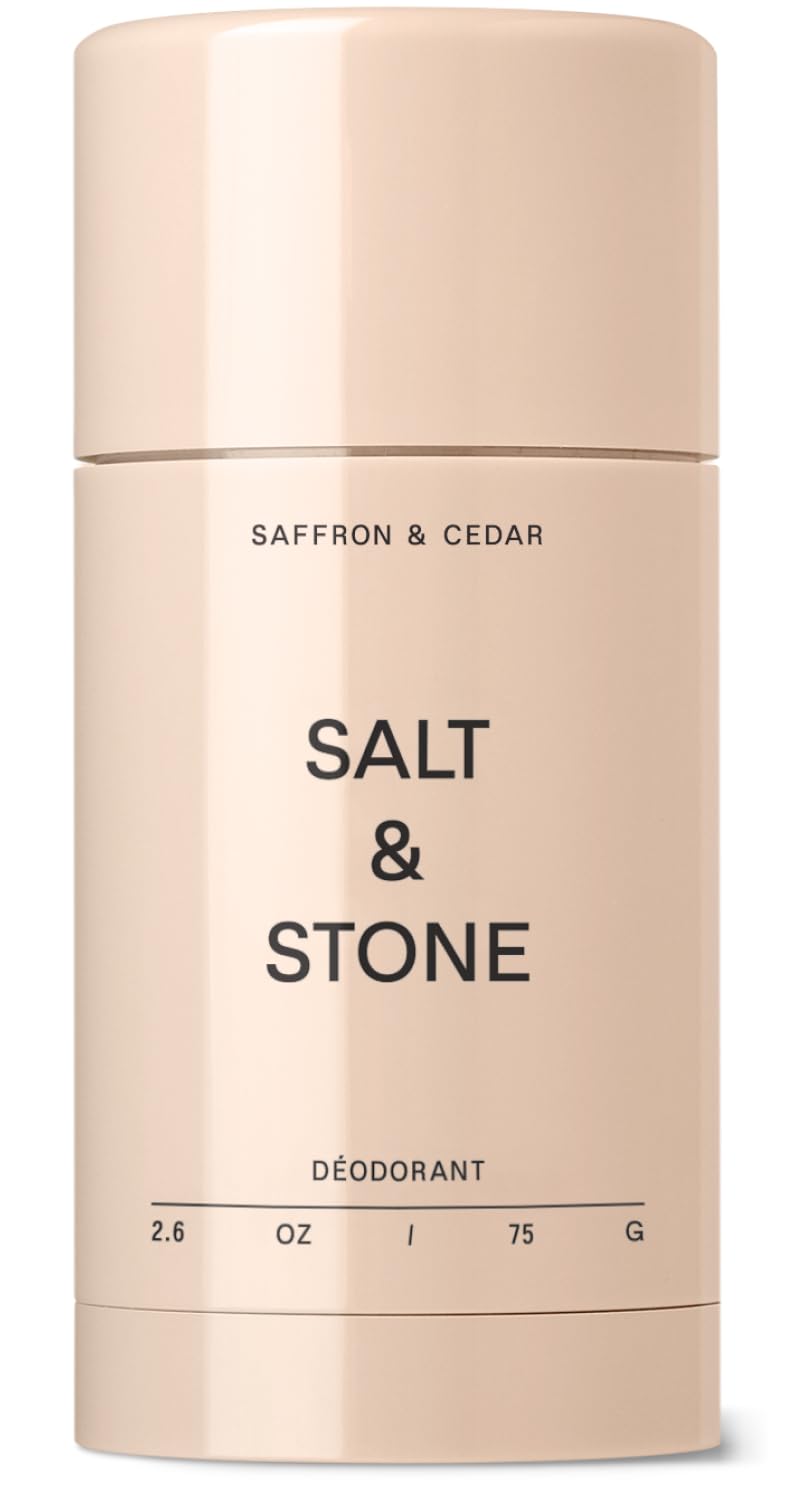 Salt & Stone Natural Deodorant for Women & Men - Saffron & Cedar | Extra Strength Natural Deodorant | Aluminum Free with Probiotics, Seaweed Extracts & Shea Butter (2.6 oz)