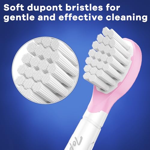 Toptheway Kids Toothbrush Heads for Philips Sonicare: Soft Electric Replacement Brush Compatible with Phillips 6032/94 6321 6340 6042 6320 6330 Compact Head for Child 3-7, Pink Girl Green Boy 8 Pack