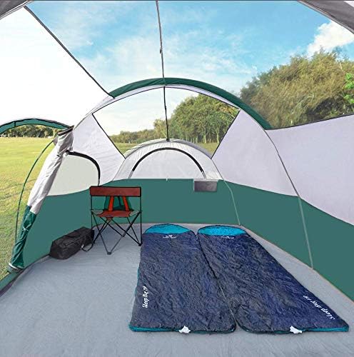CAMPROS CP Tent 8 Person Camping Tents, Weather Resistant Family Tent, 5 Large Mesh Windows, Double Layer, Divided Curtain for Separated Room, Portable with Carry Bag