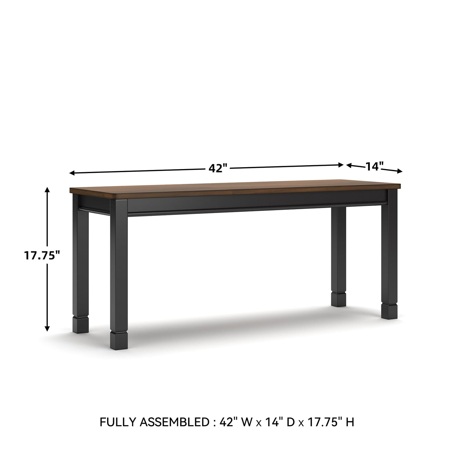 Signature Design by Ashley Owingsville Modern Farmhouse Dining Room Bench, Black and Brown