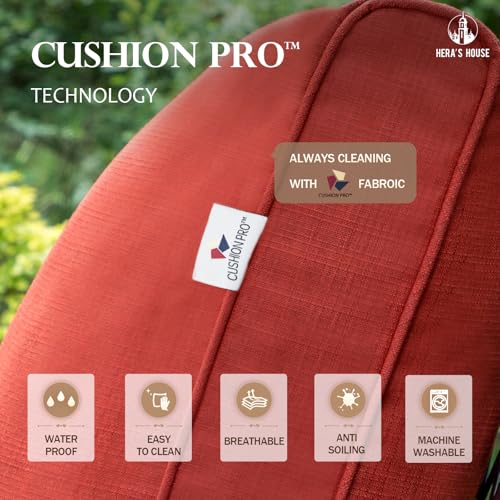 HERA'S HOUSE Patio Furniture Sofa, All-Weather Outdoor 3 Seats Couch, Outdoor Patio Couch with Deep Seating and Olefin Cushions for Lawn Garden Backyard, Red