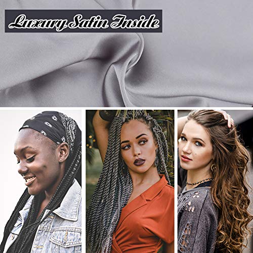 Dreadlock Tube Satin Sleep Cap for Braids Dark Blue