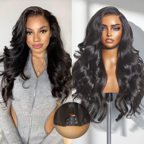 LUVME HAIR All-Day Comfort Real Glueless 7x6 HD Lace Wig 200% Density PartingMax Lace Wigs Loose Body Wave Lace Front Wigs Human Hair Pre Cut Plucked Lace Frontal 18 Inches Natural Black Color