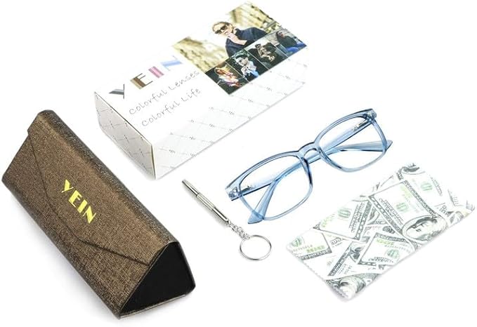 YEIN Bifocal Reading Glasses with Blue Light Blocking Lenses, Bifocal Reader for Women and Men, Vintage Square frame with Spring Hinge (+1.00/+4.00 magnification)