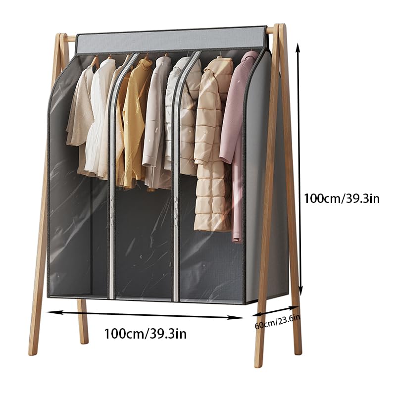 Large Garment Bags for Hanging Clothes with Zipper, Hanging Garment Bags for Closet Storage, Clothes Protector Bags to Keep Dust and Moisture off Clothes (silver gray, 23.6x39.3x39.3)