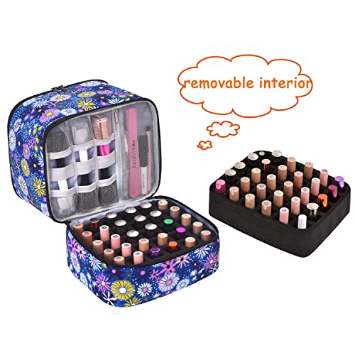 Upgraded Nail Polish Organizer Case - Holds 30 Bottles and 1 Nail Light, Double-layer Nail Bag Organizer Case Nail Polish Storage Bag with Handles (Style B-Flower)