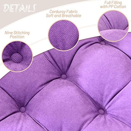 HIGOGOGO Round Solid Floor Pillow, Tufted Meditation Pillow for Seating on Floor Thick Seat Cushion Meditation Cushion for Yoga Living Room Sofa Balcony Outdoor, Purple, 22x22 Inch