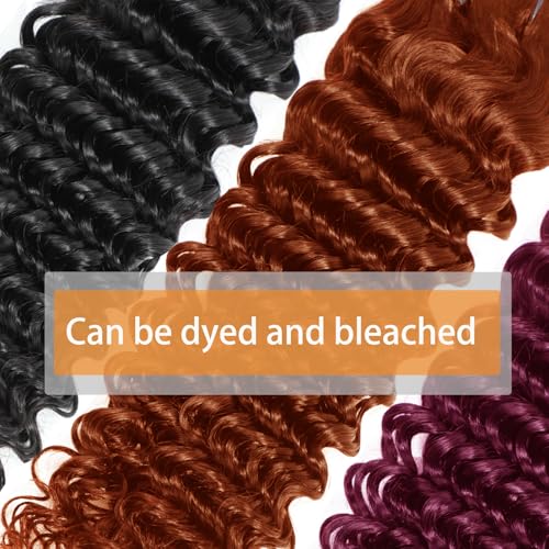 Deep Wave Bundles Human Hair 16 18 20 Inch Deep Curly Bundles 12A Grade 100% Unprocessed Brazilian Virgin Hair Wet and Wavy Bundles Double Weft Natural Black Color