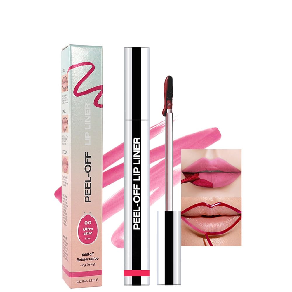 Matte Liquid Lip Stain Peel Off Lip liner Tattoo, Delicate Pink Matte Peel Off Lip Stain, Long Lasting Waterproof Lipstick Lip Gloss Stain, Transfer-proof for All Skin Types 0.12 fl oz 00#