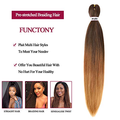 Pre Stretched Braiding Hair 22 Inch 6 Packs Professional Soft Yaki braiding Hair For Braids Hot Water Setting Synthetic Crochet Hair Extensions (T1B/30/27, 22 Inch (Pack of 6))