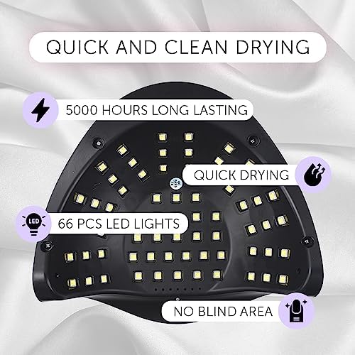 UV lamp for Gel Nails - 280 Watt & 66 Lamps, Professional LED lamp Nails, Fast Nail Dryer, 4 Timer Settings