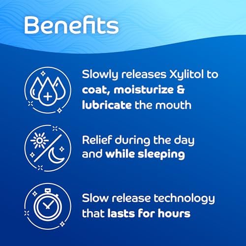 Oracoat XyliMelts for Dry Mouth Night Time or Day - Moisturizing Dry Mouth Adhering Discs, Sugar Free with Xylitol, 80 Count, Slightly-Sweet Flavor, 8-Hour Relief
