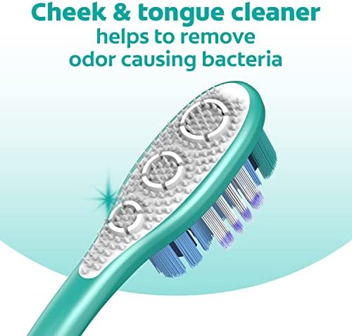 Colgate 360 Whole Mouth Toothbrush, Adult Soft Toothbrush With Tapered Bristles, Features Tongue Cleaner and Ergonomic Handle, Helps Whiten Teeth and Removes Bacteria, 4 Pack